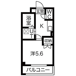 名古屋市営名城線 矢場町駅 徒歩2分の賃貸マンション 4階1Kの間取り