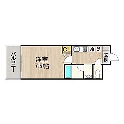 名古屋市営東山線 本陣駅 徒歩2分の賃貸マンション 4階1Kの間取り