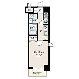 名古屋市営桜通線 高岳駅 徒歩3分の賃貸マンション 7階1Kの間取り