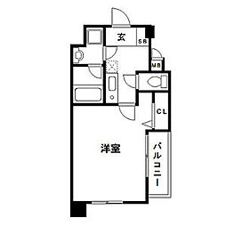 リブマックスムーン 1Kの間取図画像