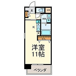 名古屋市営鶴舞線 鶴舞駅 徒歩8分の賃貸マンション 2階ワンルームの間取り