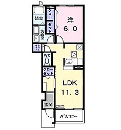 フルリール百船A 1LDKの間取図画像