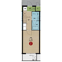 名古屋市営東山線 名古屋駅 徒歩9分の賃貸マンション 8階1Kの間取り
