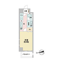 名古屋市営東山線 新栄町駅 徒歩2分の賃貸マンション 4階1Kの間取り