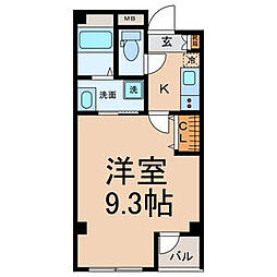 名古屋市営名城線 上前津駅 徒歩6分の賃貸マンション 3階1Kの間取り