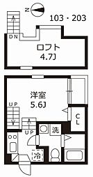 ハーモニーテラス志賀町3 1Kの間取図画像