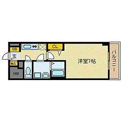 プレサンス丸の内レジデンス2 1Kの間取図画像