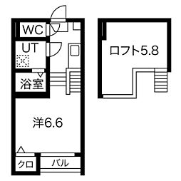 stage黒門町 1Kの間取図画像