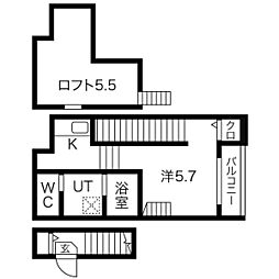 K・Dream堀田 1Kの間取図画像