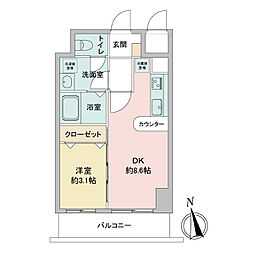 ラドゥセール今池 1LDKの間取図画像