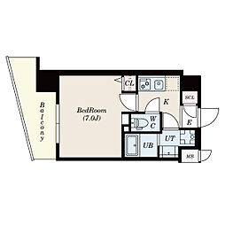S-RESIDENCESENGENCHO 1Kの間取図画像