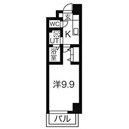 リシュドール鶴舞公園 1Kの間取図画像