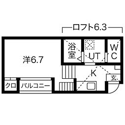 ESPACIO今池 1Kの間取図画像