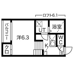 パルクカナヤマ1 1Kの間取図画像