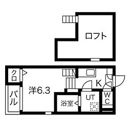 ハーモニーテラス八番 1Kの間取図画像