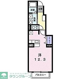 カルムメゾンA 1Kの間取図画像