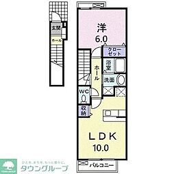 ネオ・チェリッシュ1 1LDKの間取図画像