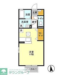 レセンテ新田原1 ワンルームの間取図画像