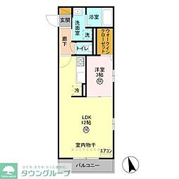 サンライズ上之 1LDKの間取図画像