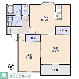 ハイツ花みずき 2LDKの間取図画像