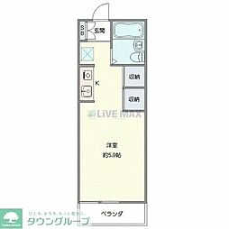 オゼットワールB ワンルームの間取図画像