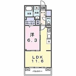 クラール　今泉 2階1LDKの間取り