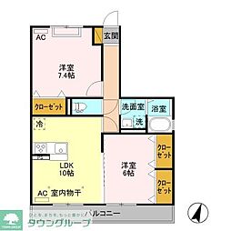 ComfortHill 2LDKの間取図画像