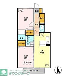 サンモールA 2DKの間取図画像