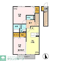 サンモールA 2DKの間取図画像