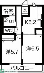 カルボナーラA 2DKの間取図画像