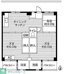 ビレッジハウス寺尾2号棟 3DKの間取図画像