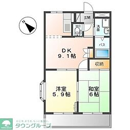 ルミナスハイム 2DKの間取図画像