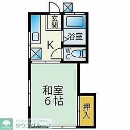 アビタシオン小池 1Kの間取図画像
