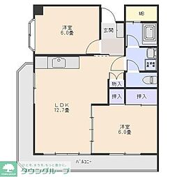 ハイツグリーンプラザ 2LDKの間取図画像