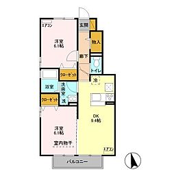 サンモール　Ａ 1階2DKの間取り