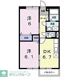 ポワールメゾン 2DKの間取図画像