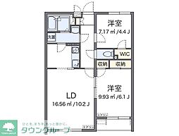クレイノファミリア 2LDKの間取図画像