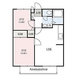 ヴィラ・フローレンスI 1階2LDKの間取り