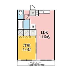 グランドレジデンス伊勢崎 2階1LDKの間取り