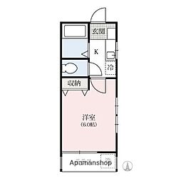 ミレニアムハイツ 1階1Kの間取り