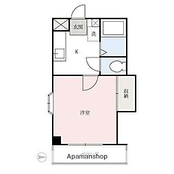 シティーハイツガーネット 2階1Kの間取り