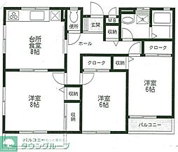 もえぎ野ハイツ 3DKの間取図画像