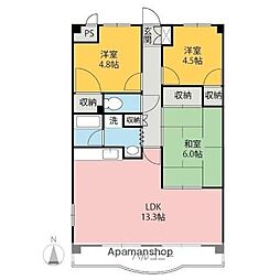 レオ・ドリーム天川 3階3LDKの間取り