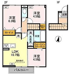 ブレイブコート 2階3LDKの間取り