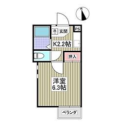 ラ・セゾン　高崎 1階1Kの間取り
