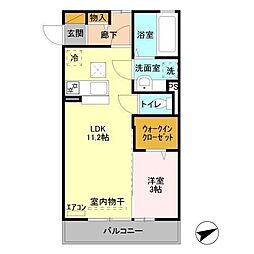 プレシャス高崎 1階1LDKの間取り