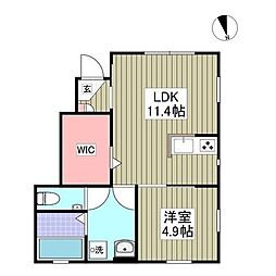 ＡＮＩＭＡＬ　ＫＩＮＧＤＯＭ 1階1LDKの間取り