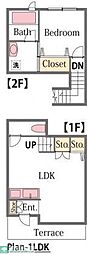 Y'sメゾネットC 1LDKの間取図画像