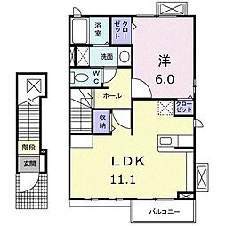アンジュ 2階1LDKの間取り