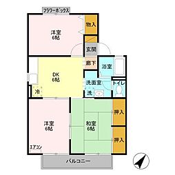 プルミエ・ラムールA 3DKの間取図画像